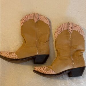 Durango Tan and Pink Ankle Boots